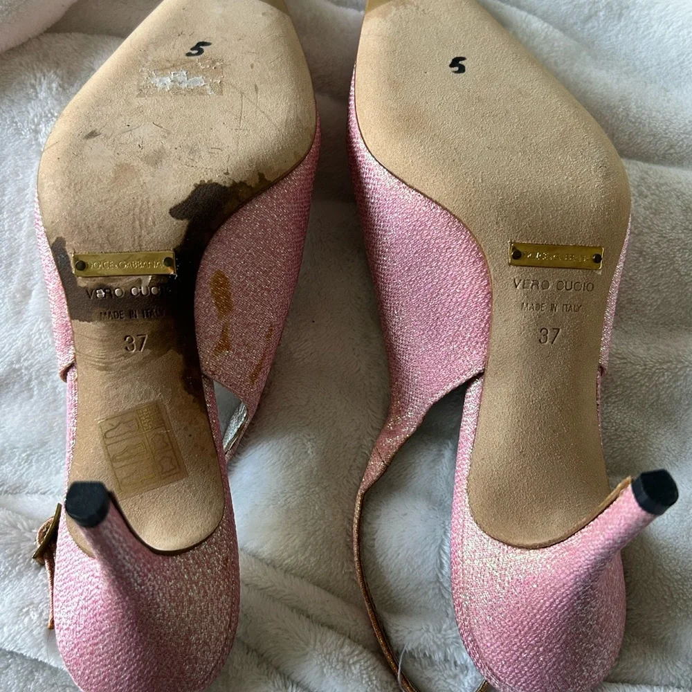 Dolce & Gabbana sling back Pink Glitter Heels - Picture 5 of 10
